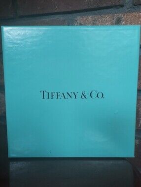 Tiffany NY 6x6x4 Teal Blue Gift Box White Ribbon And Tissue Classic Luxury